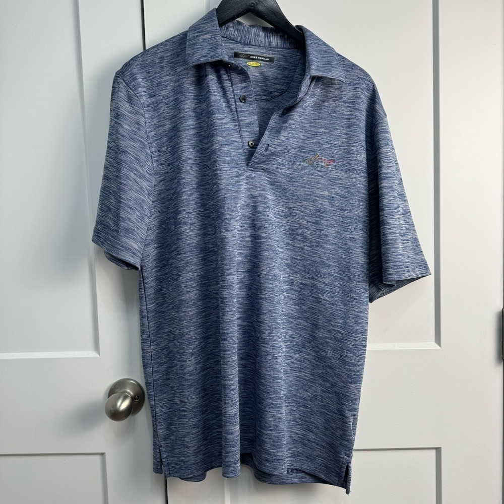 Greg Norman Play Dry Blue Marbled  Polo Shirt Men's Size Med